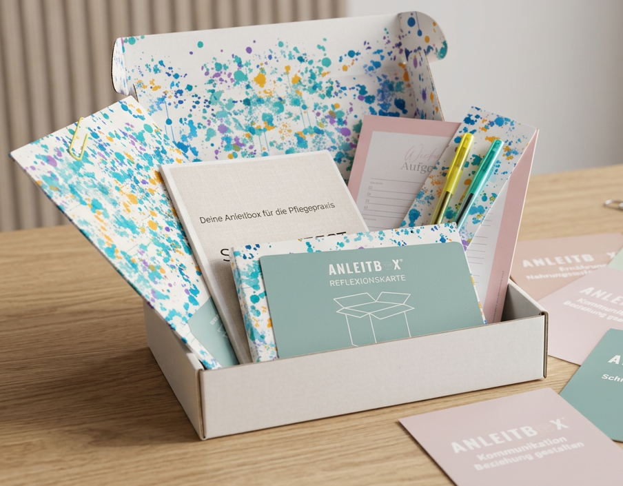 Anleitbox für Praxisanleitung Pflege mit Handkarten 